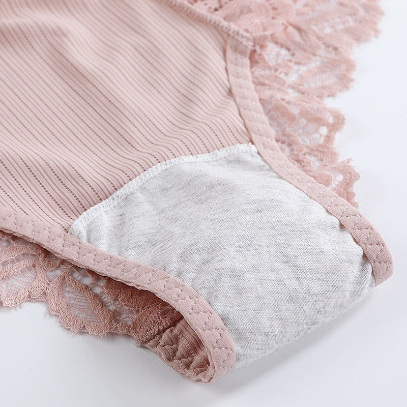 3 Pcs Cotton Panties Sexy Panty Briefs Lace Panties Women Underwear Lingerie Panties for Female Ladies Floral Pantys Underpants
