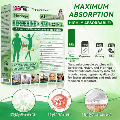 British Pharmacies | 🧑‍⚕️ Purelora® 𝐌𝐨𝐫𝐢𝐧𝐠𝐚 · 𝐁𝐞𝐫𝐛𝐞𝐫𝐢𝐧𝐞 × 𝐍𝐀𝐃+ 𝟏𝟎-𝐢𝐧-𝟏 𝐀𝐝𝐯𝐚𝐧𝐜𝐞𝐝 𝐍𝐚𝐧𝐨 𝐌𝐢𝐜𝐫𝐨𝐧𝐞𝐞𝐝𝐥𝐞 𝐏𝐚𝐭𝐜𝐡 — 𝐎𝐧𝐜𝐞 𝐃𝐚𝐢𝐥𝐲, 𝐕𝐢𝐬𝐢𝐛𝐥𝐞 𝐑𝐞𝐬𝐮𝐥𝐭𝐬 𝐢𝐧 𝟕 𝐃𝐚𝐲𝐬