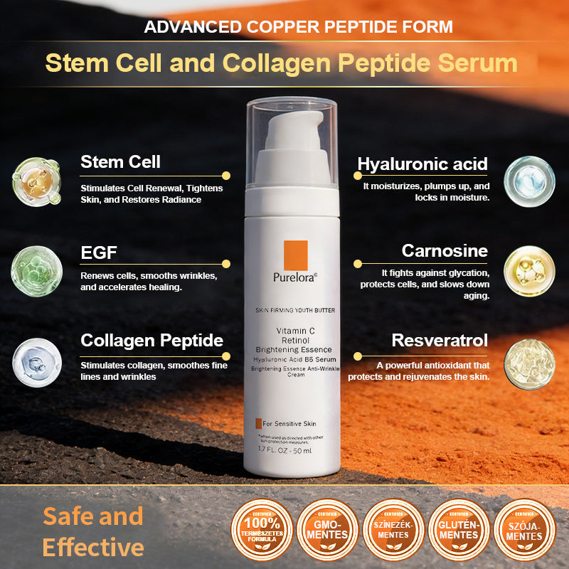 Purelora® Stem Cell Extract EGF and Copper Peptide Revitalizing Essence Cream (deeply activates the internal regeneration of the skin, makes it smoother and softer)