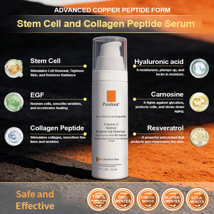 Purelora® Stem Cell Extract EGF and Copper Peptide Revitalizing Essence Cream (deeply activates the internal regeneration of the skin, makes it smoother and softer)